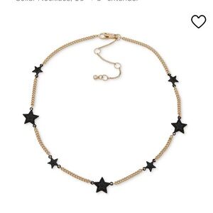 Karl Lagerfeld Paris Pave Star station collar necklace Black & Gold-tone